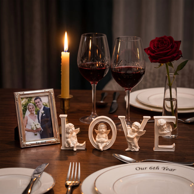 LOVE Letters With Candle And Wine