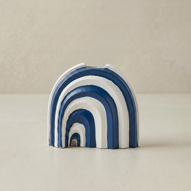 Layered blue arch ceramic sculpture