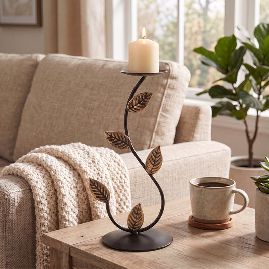 Leaf Vine Candlestick On Coffee Table