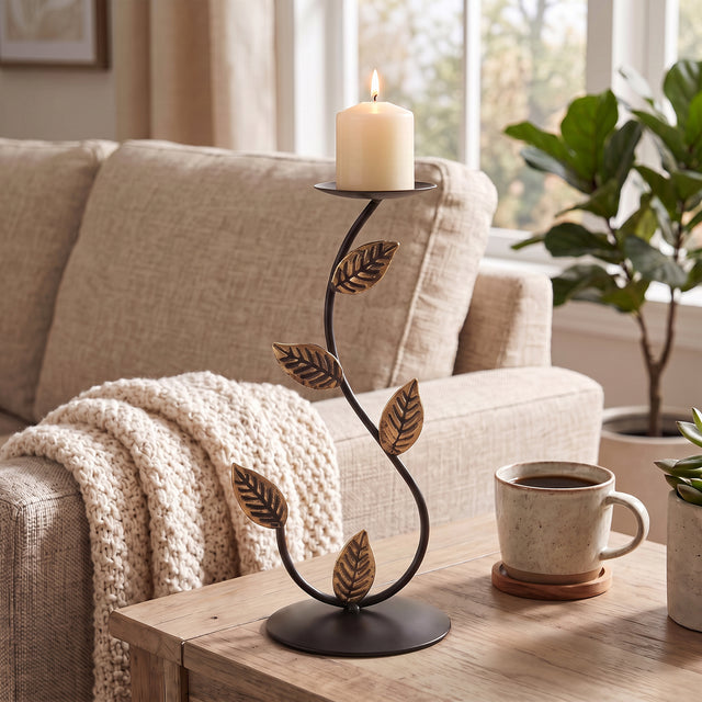 Leaf Vine Candlestick On Coffee Table