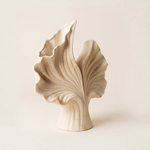Leaf shaped ceramic vase