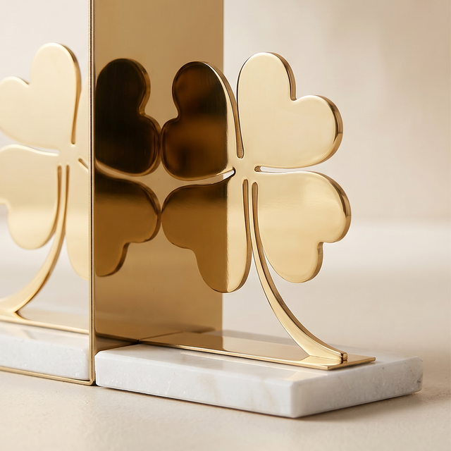Luxury four leaf clover bookends