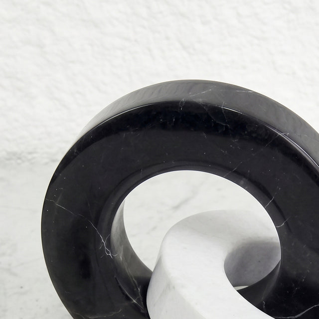 Geometric Marble Sculpture — Circle & Square Interlock Décor Object