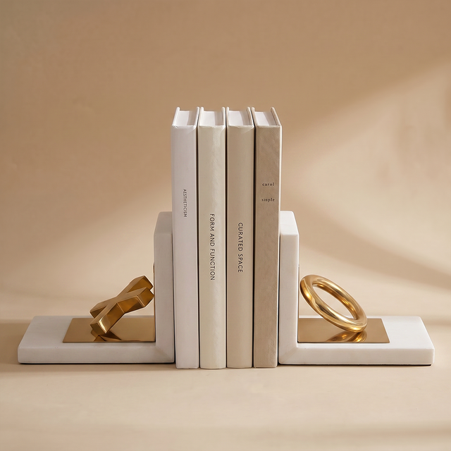 Marble gold ring bookends