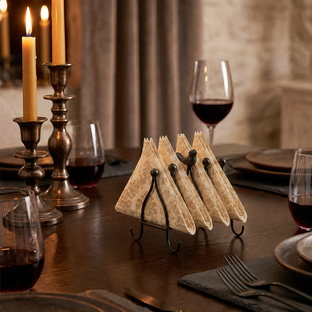 Matte Black Napkin Holder With Candlelight