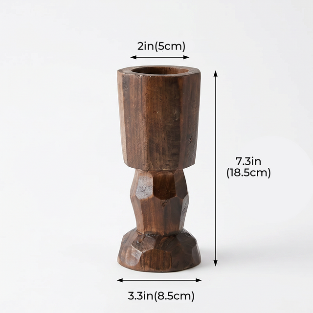 Medium Wood Candle Holder With Size