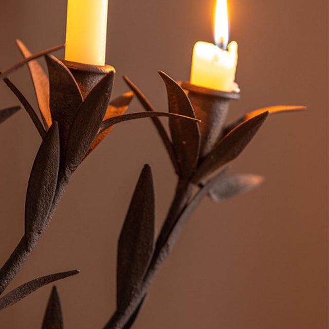 Metal Tabletop Olive Branches Candelabra details