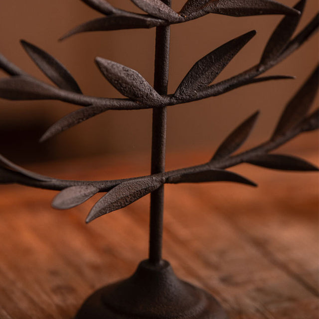 Metal Tabletop Olive Branches Candelabra details