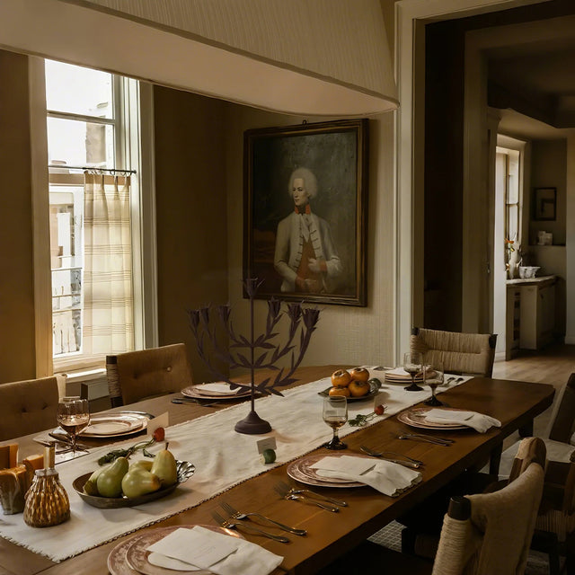 Metal Tabletop Olive Branches Candelabra on the table