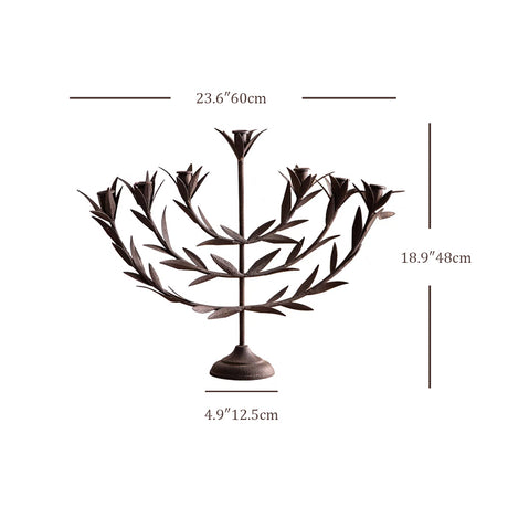 Metal Tabletop Olive Branches Candelabra sizechart