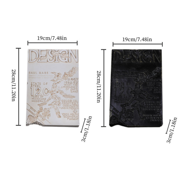 Minimalist Faux Metal-Look Book Sculpture Vintage Book Stack Decor Size Chart 090927