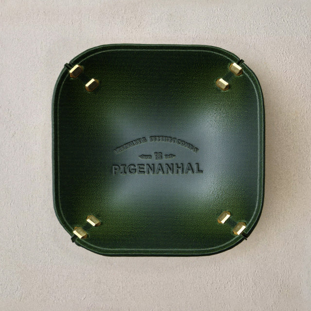 Minimalist Leather Catch All Tray Nordic Retro Valet Dish for Keys Jewelry Watch Storage Green 090929