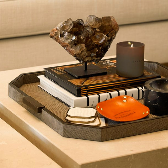 Minimalist Leather Catch All Tray Nordic Retro Valet Dish for Keys Jewelry Watch Storage In The Octagonal Tray 090929