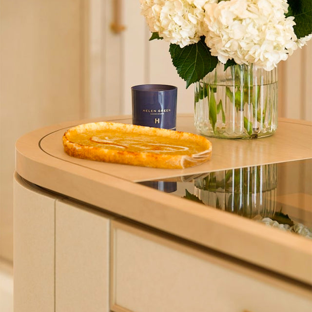 Modern Luxury Amber Long Oval Tray on the Table