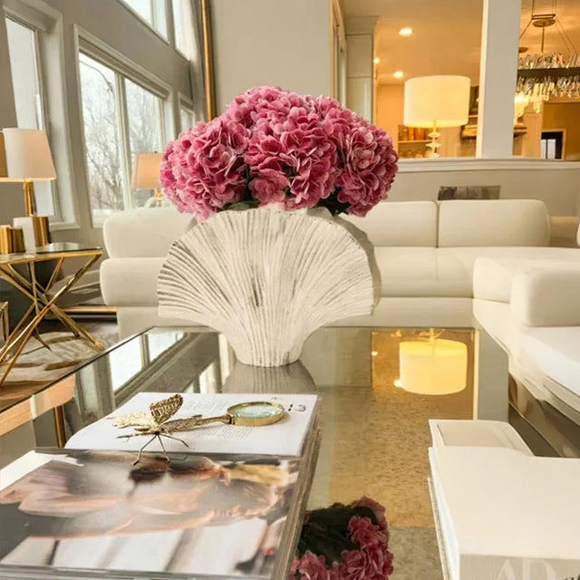 Modern Luxury Metal Aluminum Silver Ginkgo Leaf-Shaped Vase Decorative Ornament On The End Table 090812