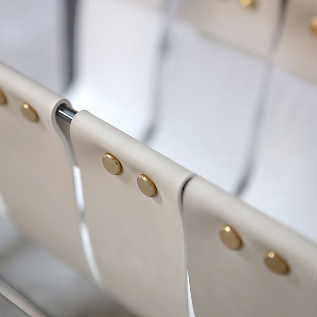 Modern Luxury Metal and Leather Magazine Rack Book Shelf Detail