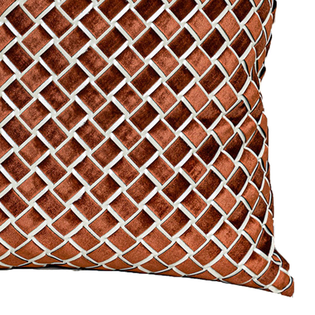 Modern Luxury Minimalist Hand-Woven Orange-Brown Cushion Pillow Detail