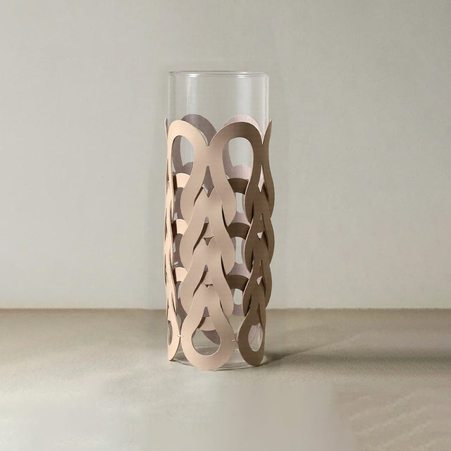 Modern Wavy Woven Leather Wrapped Glass Vase 090930
