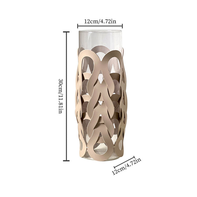 Modern Wavy Woven Leather Wrapped Glass Vase Size Chart 090930