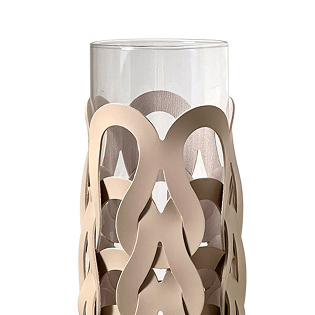 Modern Wavy Woven Leather Wrapped Glass Vase Size Chart Details 1 090930