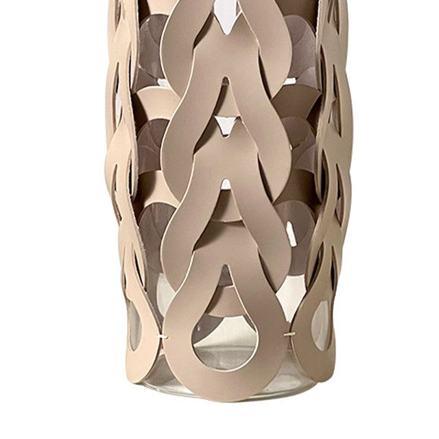 Modern Wavy Woven Leather Wrapped Glass Vase Size Chart Details 2 090930