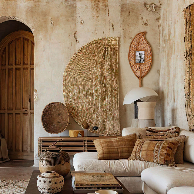 Moroccan-Wabi-Sabi-wall-hanging-picture-frame-with-reed-decor-scene-0609