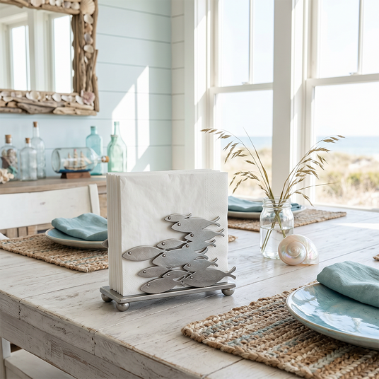 Napkin holder on lightdining table