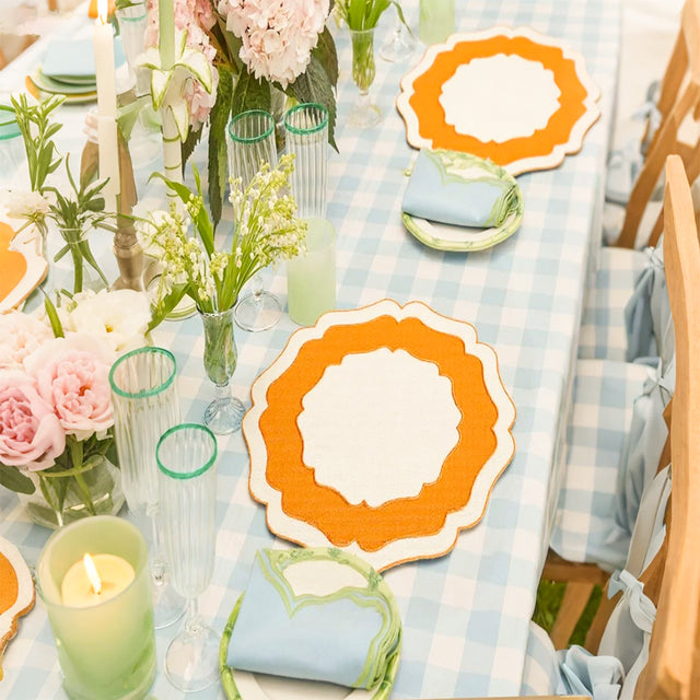 Natural Minimalist Two Tone Linen Table Mats for Dining Heat Resistant Stylish Table Decor On The Table With Blue And White Plaid Tablecloth 090818