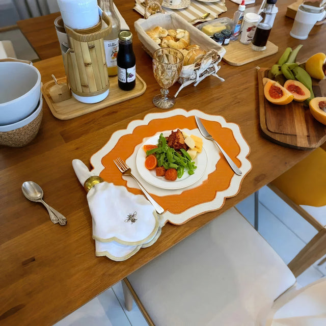 Natural Minimalist Two Tone Linen Table Mats for Dining Heat Resistant Stylish Table Decor Under The Plate 090818