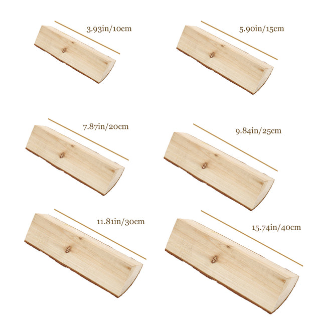 Natural Quartered Fir Wood Log Decorative Ornament Set of 12 Size Chart 090513