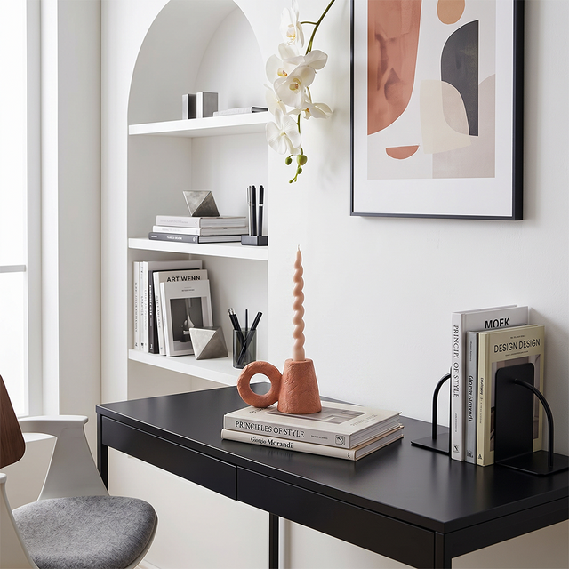 Ceramic Taper Candle Holder — Sculptural Cone & Ring Candlestick for Mantel, Shelf & Tabletop, Modern Minimalist Accent