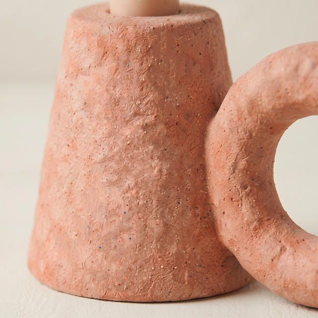Ceramic Taper Candle Holder — Sculptural Cone & Ring Candlestick for Mantel, Shelf & Tabletop, Modern Minimalist Accent