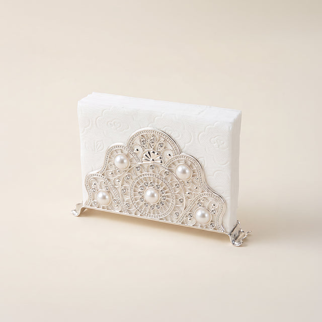 Pearl rhinestone lace napkin holder