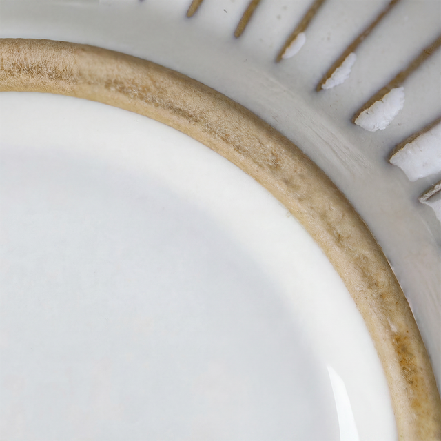 Handcrafted Ceramic Plates Set of 2 — Embossed Sunburst Rim & Reactive Celadon Glaze | Lead-Free Porcelain | 8.9″ & 11.2″