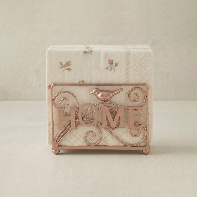 Rose Gold Home Bird Metal Napkin Holder