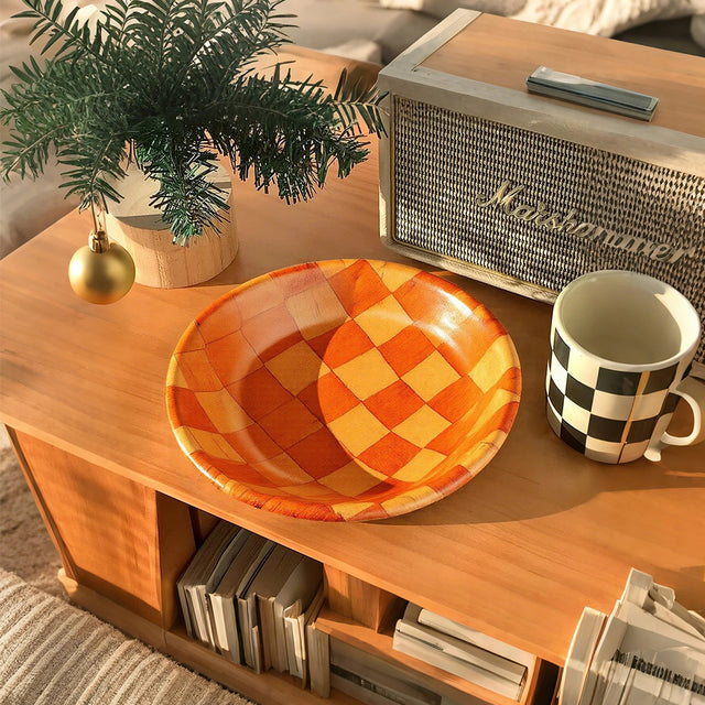 Round Wooden Bowl on the table