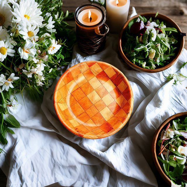 Round Wooden Bowl on the table