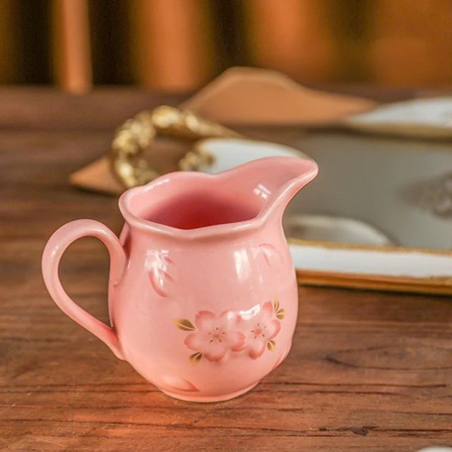 Sakura Ceramic Milk Pitcher on the table