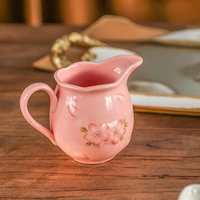 Sakura Ceramic Milk Pitcher on the table