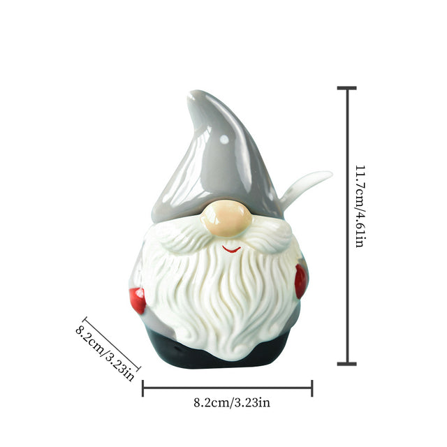 Santa Claus Ceramic Spice Jar, Seasoning Container with Spoons Lids Size Chart 081104