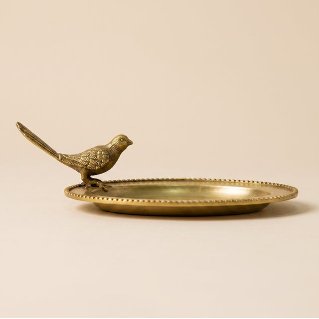 Side view bird metal ring dish