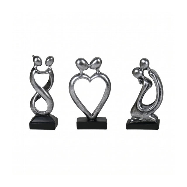Silver Abstract Couple Sculpture Set