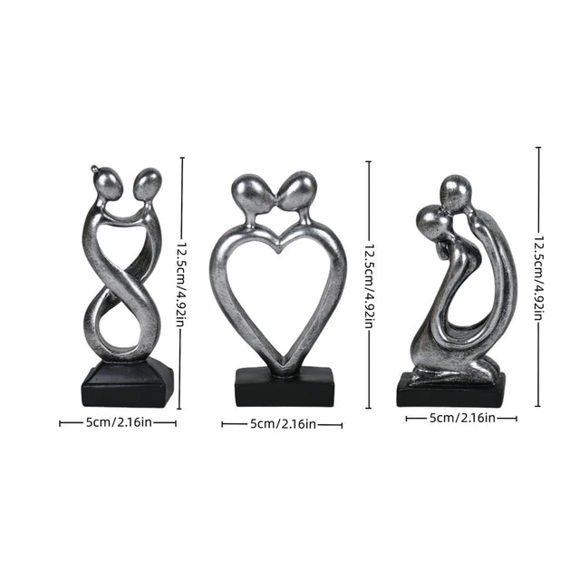 Silver Abstract Couple Sculptures With Size
