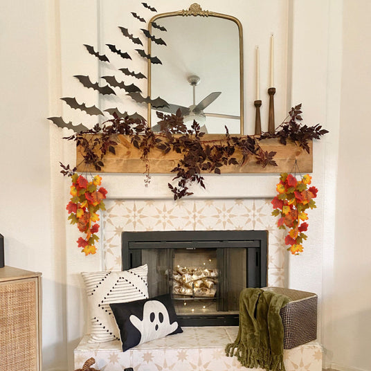 Simulated Maple Leaf Wall-Hang Halloween Decor In Front Of The Mirror 080819