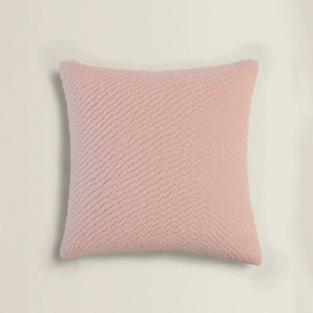 Single Sided Rabbit Fur Plush Solid Color Woven Texture Home Decor Pillow