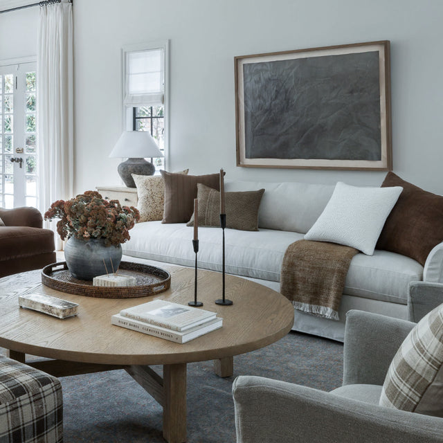 Single Sided Rabbit Fur Plush Solid Color Woven Texture Home Decor Pillow in the Living Room