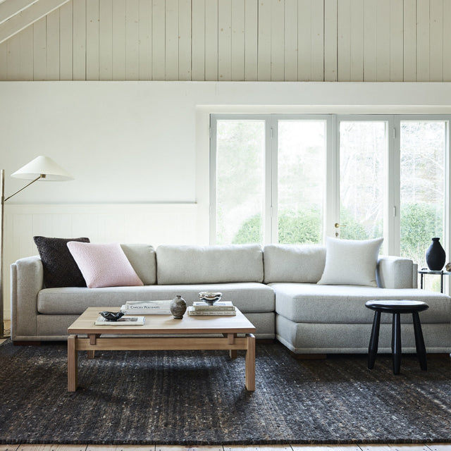 Single Sided Rabbit Fur Plush Solid Color Woven Texture Home Decor Pillow in the Living Room