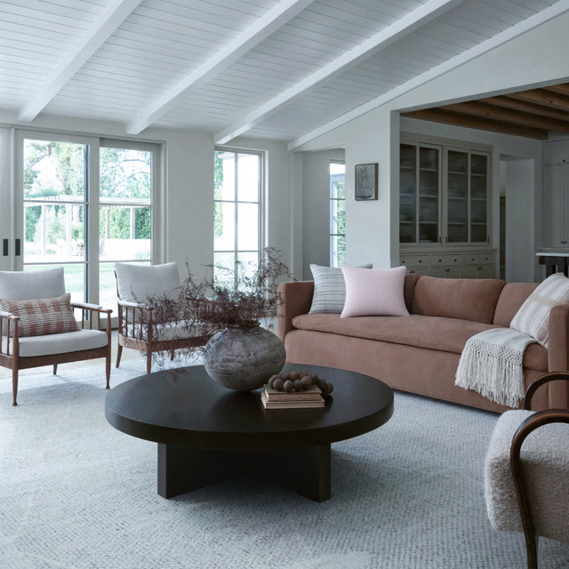 Single Sided Rabbit Fur Plush Solid Color Woven Texture Home Decor Pillow on the Sofa