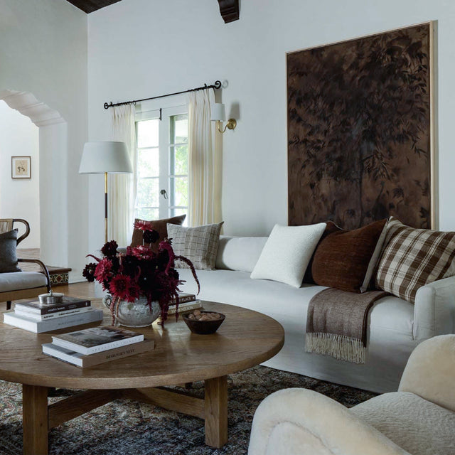 Single Sided Rabbit Fur Plush Solid Color Woven Texture Home Decor Pillow on the Sofa