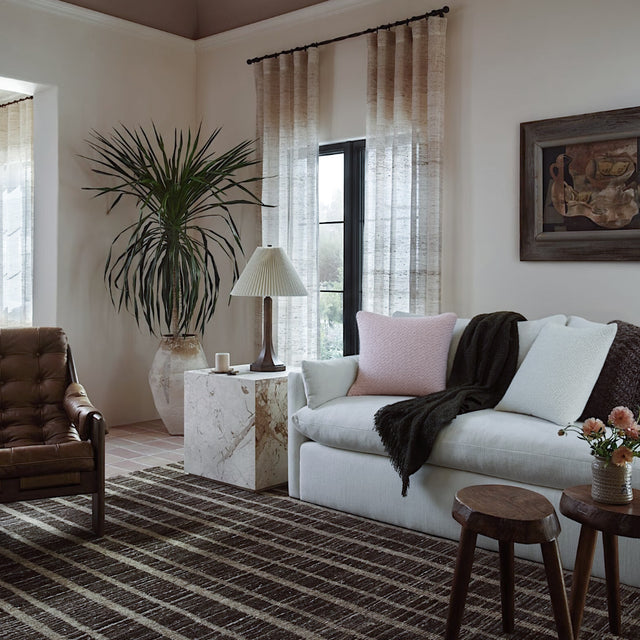 Single Sided Rabbit Fur Plush Solid Color Woven Texture Home Decor Pillow on the Sofa